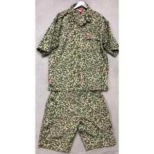Godbody Camo Outfit Shirt and Shorts Set Mens 2XL Green Button-up